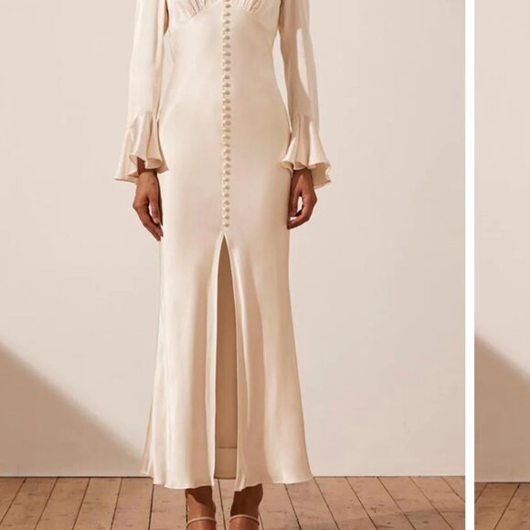 NEW Shona Joy La Lune Frill Cuff Bias Midi Dress - Picture 6 of 10